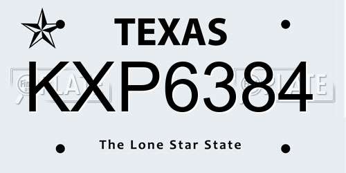 KXP6384 Texas License Plate