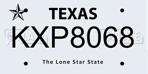KXP8068 Texas License Plate