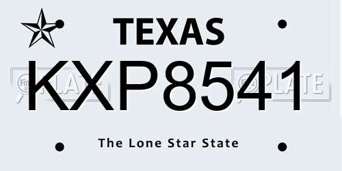 KXP8541 Texas License Plate