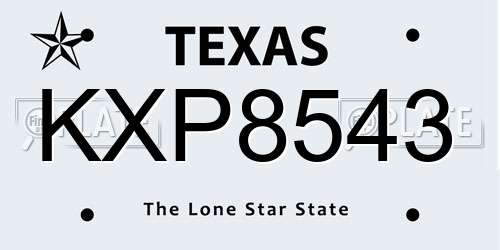 KXP8543 Texas License Plate