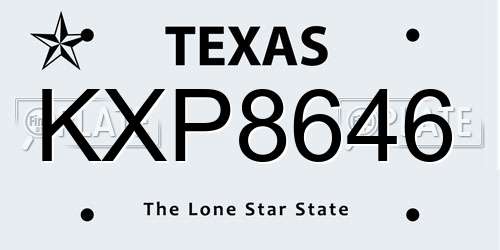 KXP8646 Texas License Plate