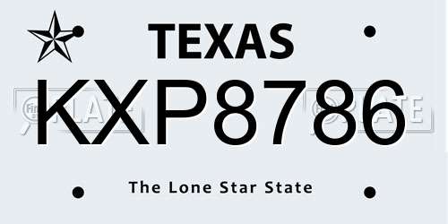KXP8786 Texas License Plate