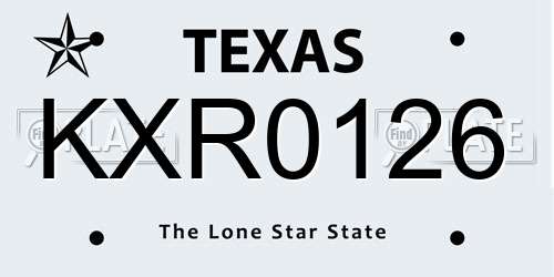 KXR0126 Texas License Plate