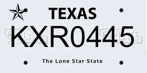 KXR0445 Texas License Plate