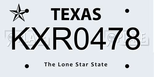 KXR0478 Texas License Plate