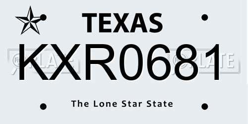 KXR0681 Texas License Plate