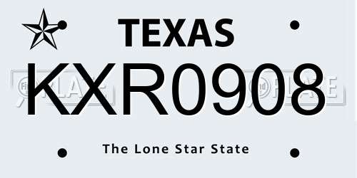 KXR0908 Texas License Plate