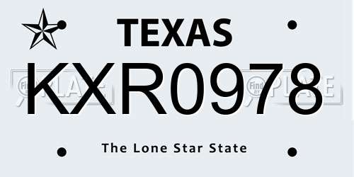 KXR0978 Texas License Plate