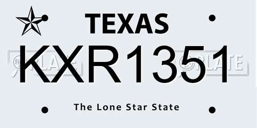 KXR1351 Texas License Plate