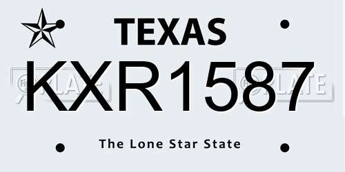KXR1587 Texas License Plate