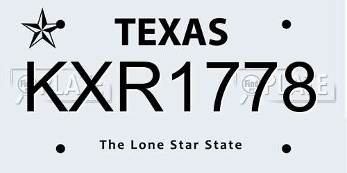 KXR1778 Texas License Plate
