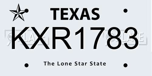 KXR1783 Texas License Plate