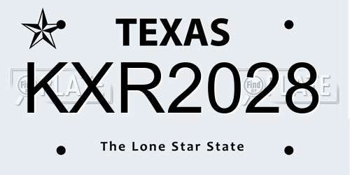 KXR2028 Texas License Plate