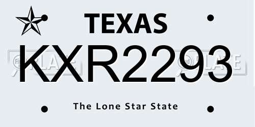 KXR2293 Texas License Plate