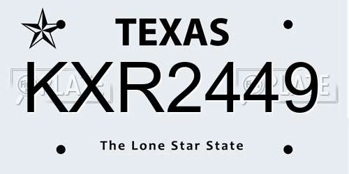KXR2449 Texas License Plate