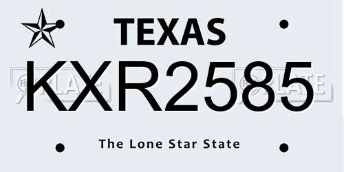 KXR2585 Texas License Plate