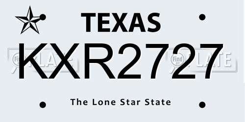 KXR2727 Texas License Plate