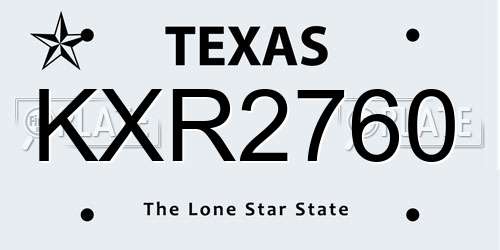 KXR2760 Texas License Plate