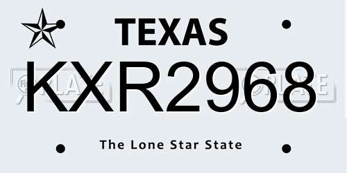 KXR2968 Texas License Plate