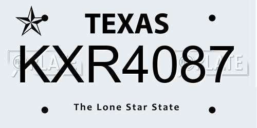 KXR4087 Texas License Plate