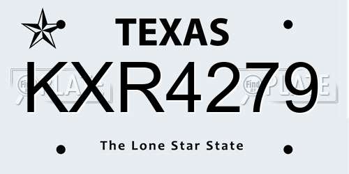 KXR4279 Texas License Plate