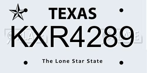 KXR4289 Texas License Plate