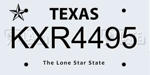 KXR4495 Texas License Plate