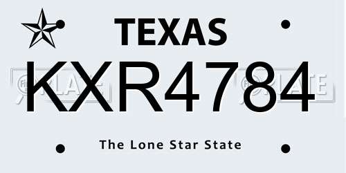 KXR4784 Texas License Plate