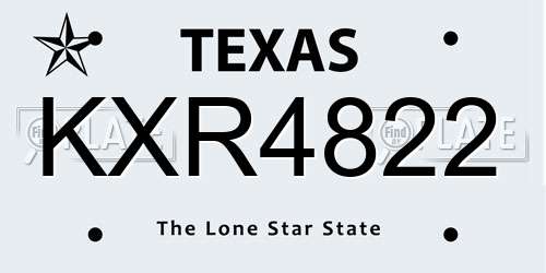 KXR4822 Texas License Plate