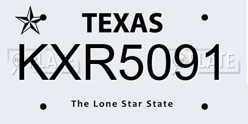 KXR5091 Texas License Plate