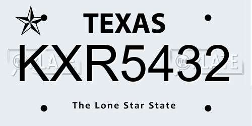 KXR5432 Texas License Plate