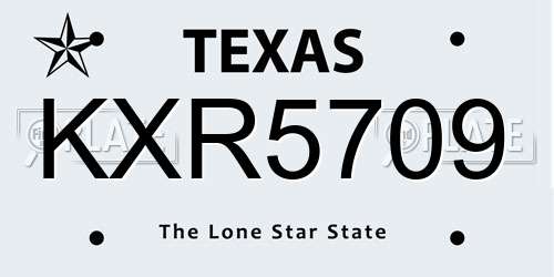 KXR5709 Texas License Plate
