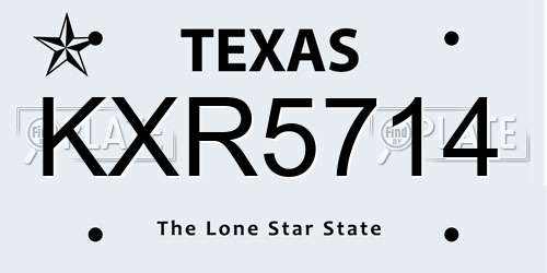 KXR5714 Texas License Plate