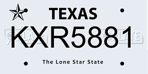 KXR5881 Texas License Plate