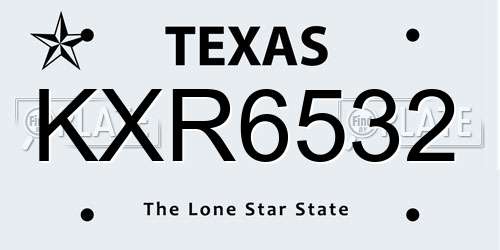 KXR6532 Texas License Plate