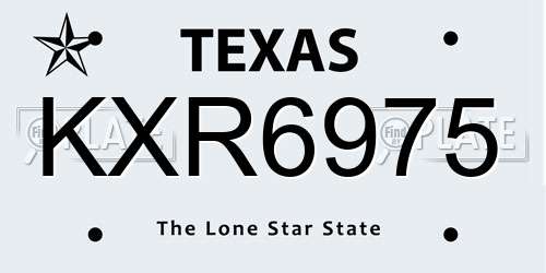 KXR6975 Texas License Plate