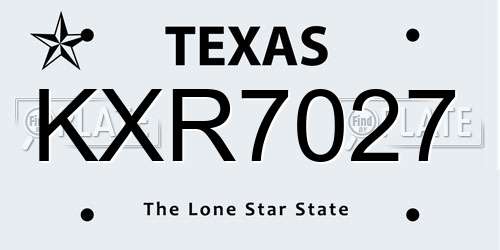 KXR7027 Texas License Plate