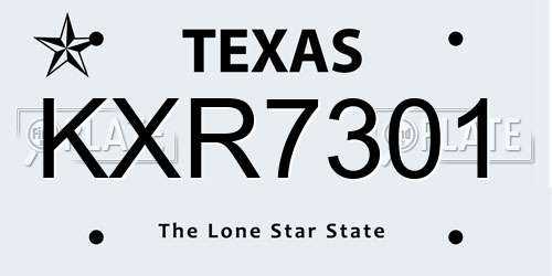 KXR7301 Texas License Plate