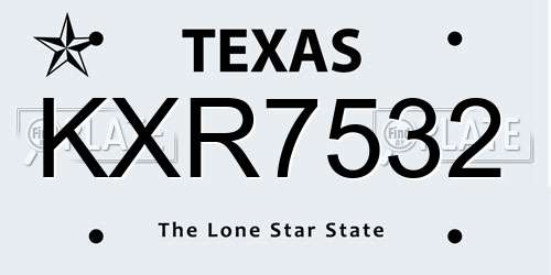 KXR7532 Texas License Plate