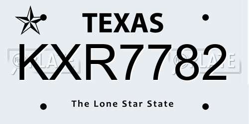 KXR7782 Texas License Plate