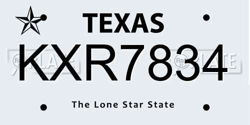 KXR7834 Texas License Plate
