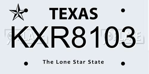 KXR8103 Texas License Plate