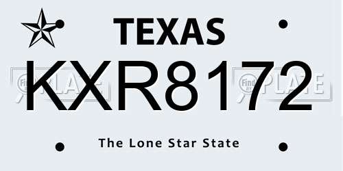 KXR8172 Texas License Plate