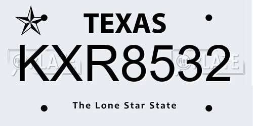 KXR8532 Texas License Plate