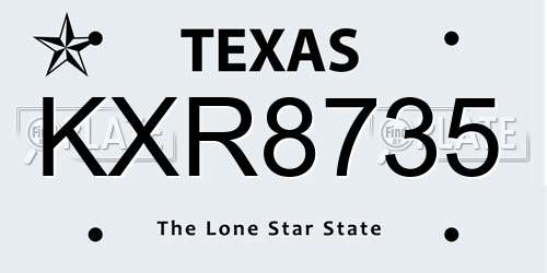 KXR8735 Texas License Plate