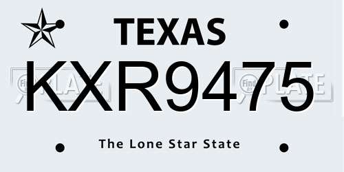 KXR9475 Texas License Plate