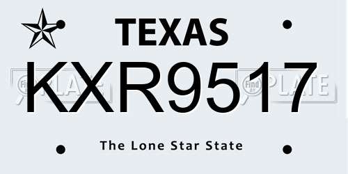 KXR9517 Texas License Plate