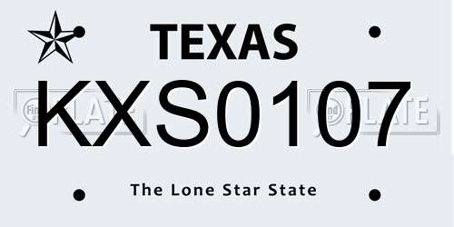 KXS0107 Texas License Plate