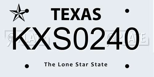 KXS0240 Texas License Plate