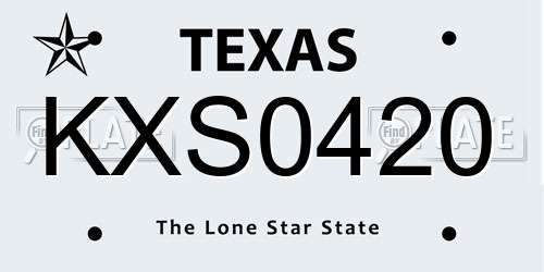 KXS0420 Texas License Plate